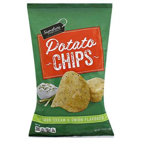 slide 1 of 1, Signature Select Potato Chips Sour Cream & Onion, 7.75 oz