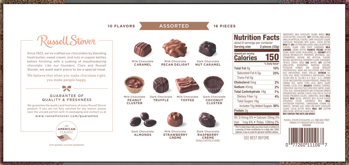 slide 5 of 8, RUSSELL STOVER 100 Year Anniversary Assorted Milk & Dark Chocolate Gift Box, 16 ct