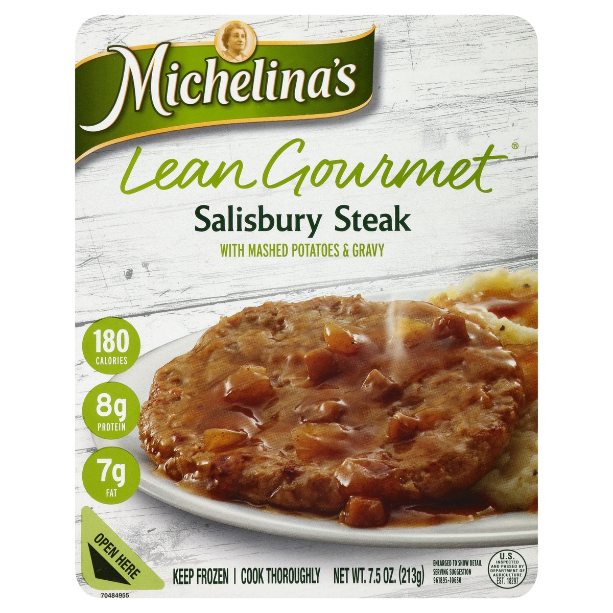slide 1 of 6, Michelina's Lean Gourmet Salisbury Steak with Mashed Potatoes & Gravy, 7.5 oz