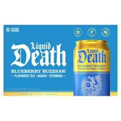 Liquid Death Blueberry Buzzsaw Iced Tea, Blueberry Flavored Black Tea - 12 fl oz (Pack of 6)