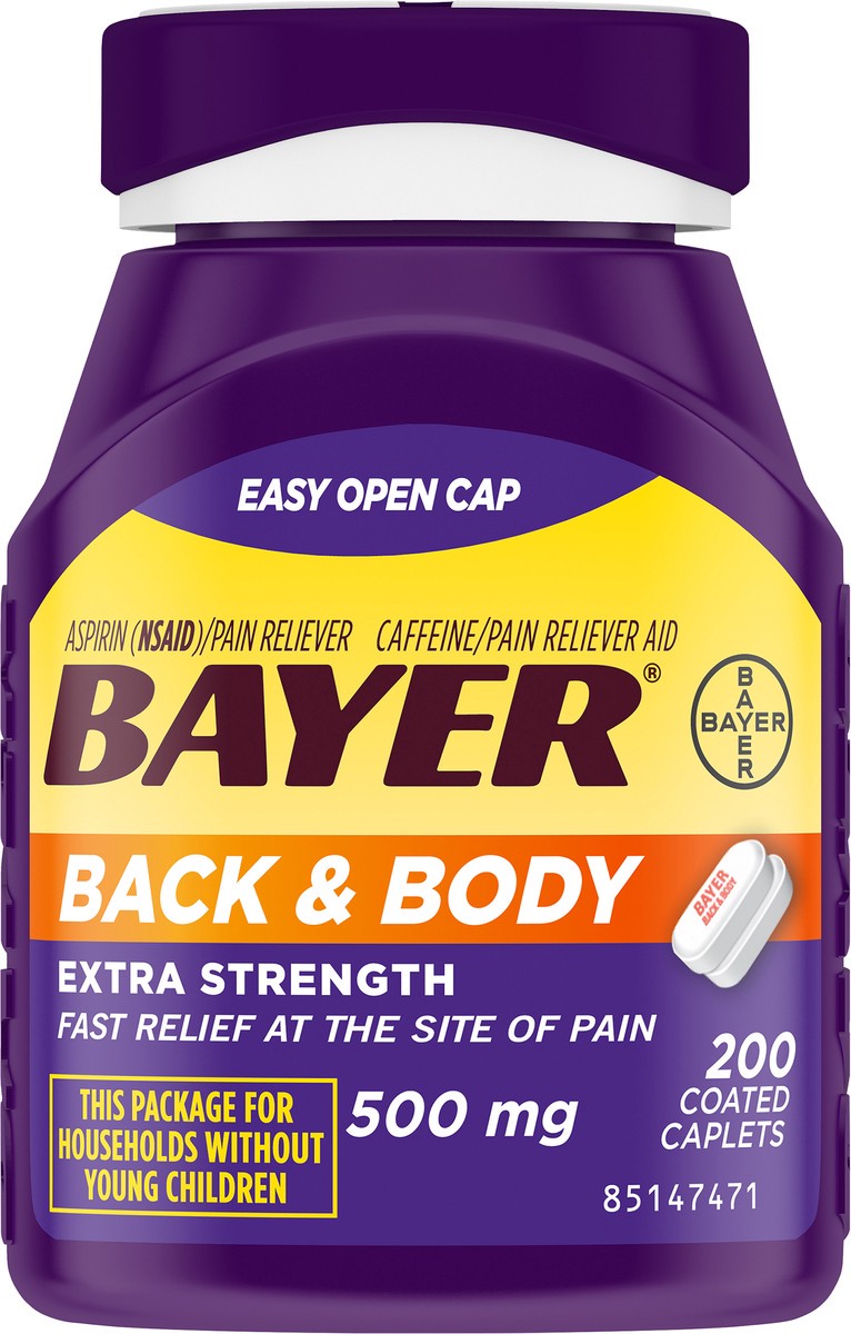 slide 3 of 8, Bayer Back & Body Extra Strength Pain Reliever Coated Caplets, 200 ct