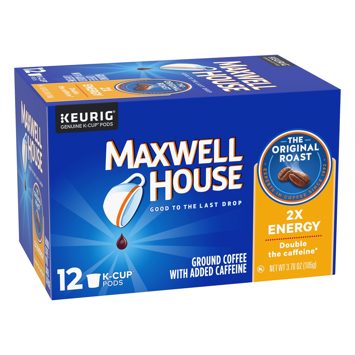 slide 2 of 9, Maxwell House The Original Roast 2X Energy K-Cup Coffee Pods with Double the Caffeine, 12 ct