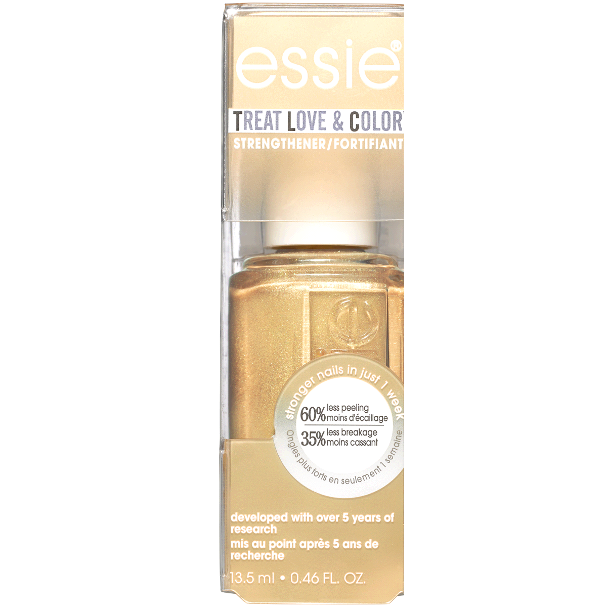 slide 1 of 3, essie  Treat Love & Color Metallics Nail Polish & Strengthener, Got It Golding On, 0.46 fl oz