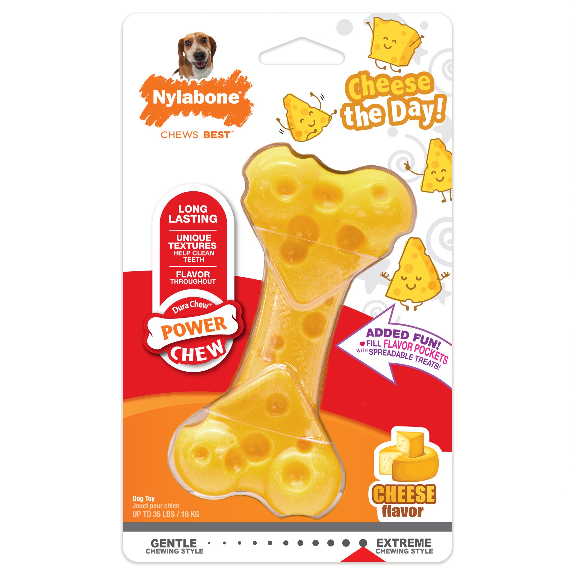 slide 1 of 10, Nylabone Power Chew Cheese Dog Toy Cheese Medium/Wolf - Up to 35 lbs.(1 Count), 1 ct