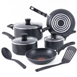 T-fal Essentials Non-Stick Cookware 10 Piece Set, Black
