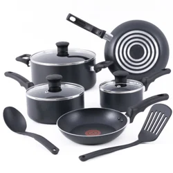T-fal Essentials Non-Stick Cookware 10 Piece Set, Black