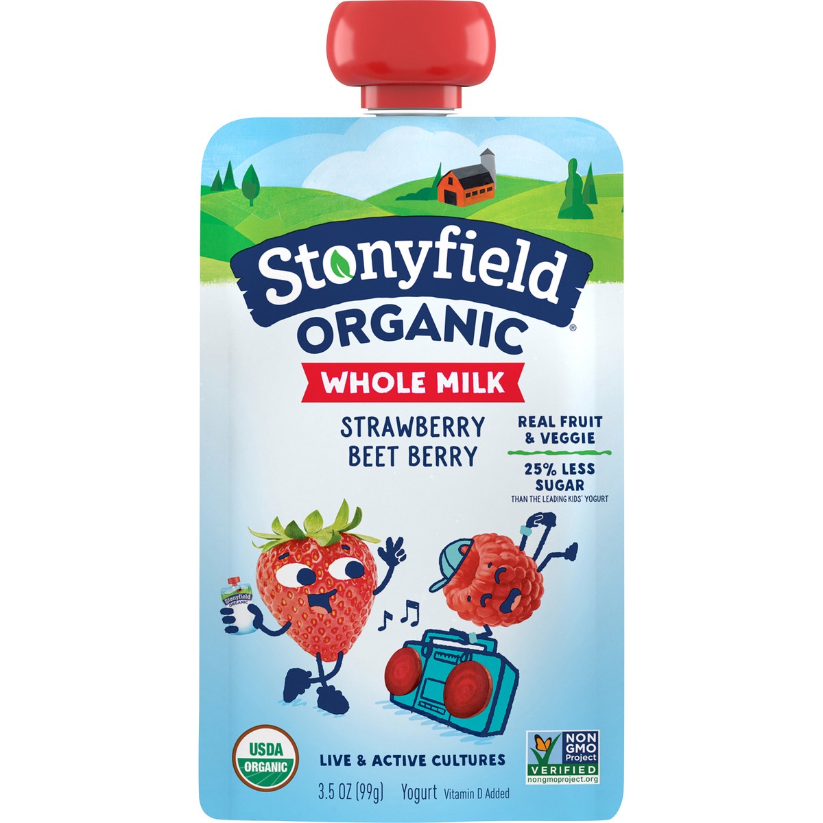 slide 1 of 6, Stonyfield Organic Strawberry Beet Berry Whole Milk Yogurt 3.5 oz. Pouch, 3.5 oz