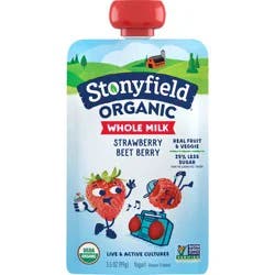 Stonyfield Organic Strawberry Beet Berry Whole Milk Yogurt 3.5 oz. Pouch