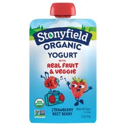 Stonyfield Organic Strawberry Beet Berry Whole Milk Yogurt 3.5 oz. Pouch