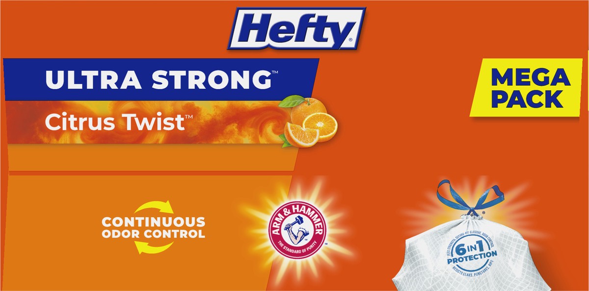 slide 4 of 9, Hefty Ultra Strong 13 Gallon Trash Bags, Tall Kitchen Trash Bags, White, Citrus Twist Scent, 80 Bags, 3.67 lb