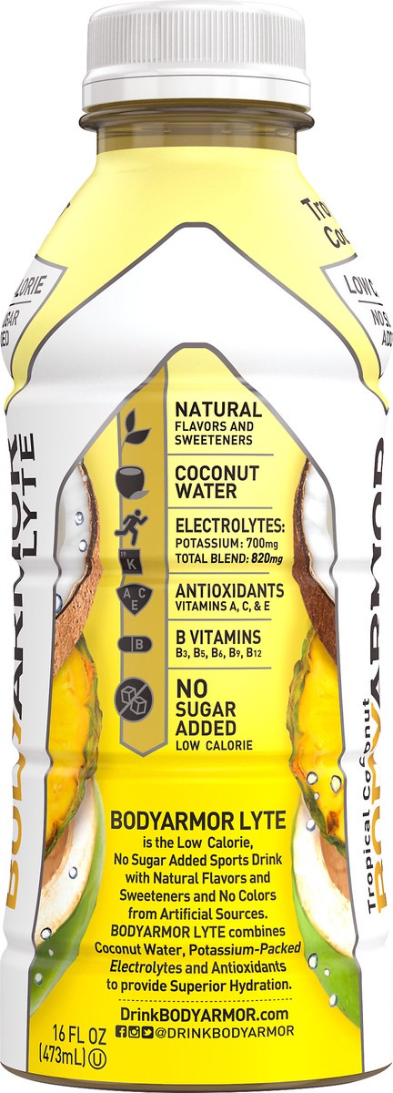 slide 12 of 12, BODYARMOR Lyte No Sugar Added Tropical Coconut Sports Drink 16 oz, 16 oz