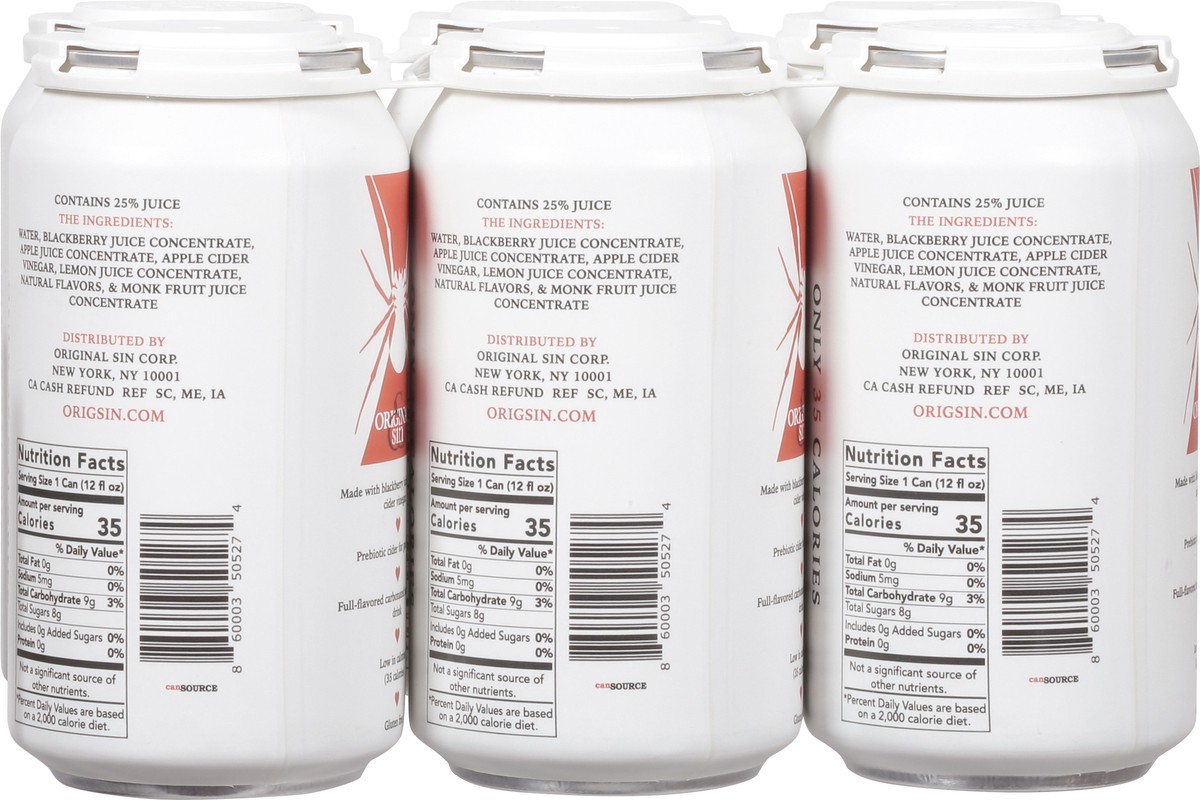 slide 4 of 9, Original Sin Non-Alcoholic White Widow Cider 6 - 12 fl oz Cans, 6 ct