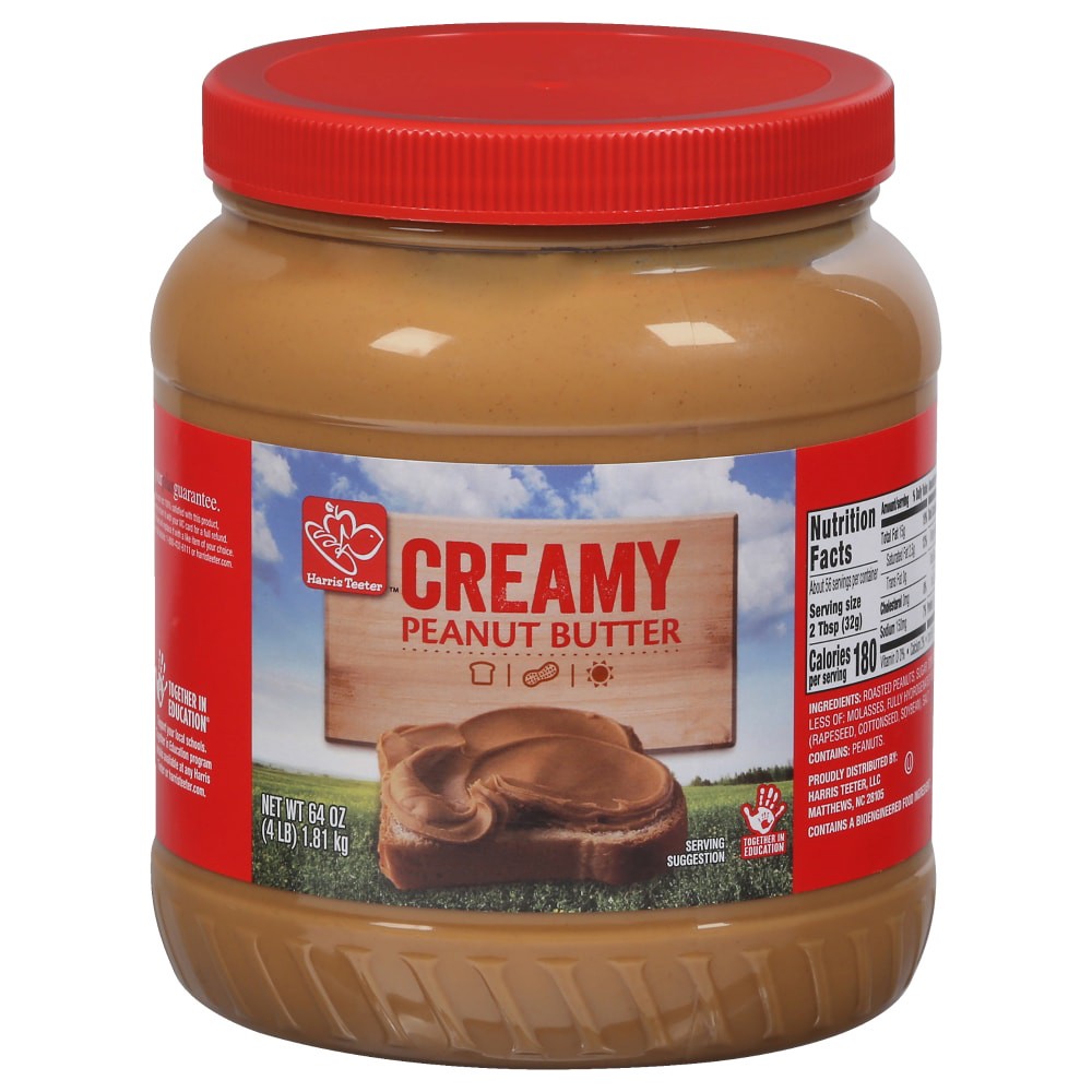 slide 1 of 6, Harris Teeter Creamy Peanut Butter, 64 oz