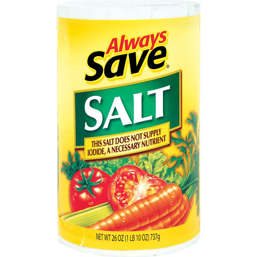 slide 1 of 1, Always Save Al Save Plain Salt, 26 oz