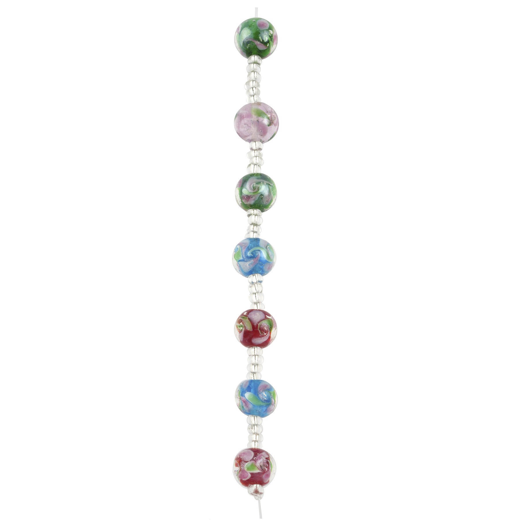 slide 3 of 3, Swirl Round Lampwork Glass Bead Mix By Bead Landing, 10.5mm to 12mm swirl