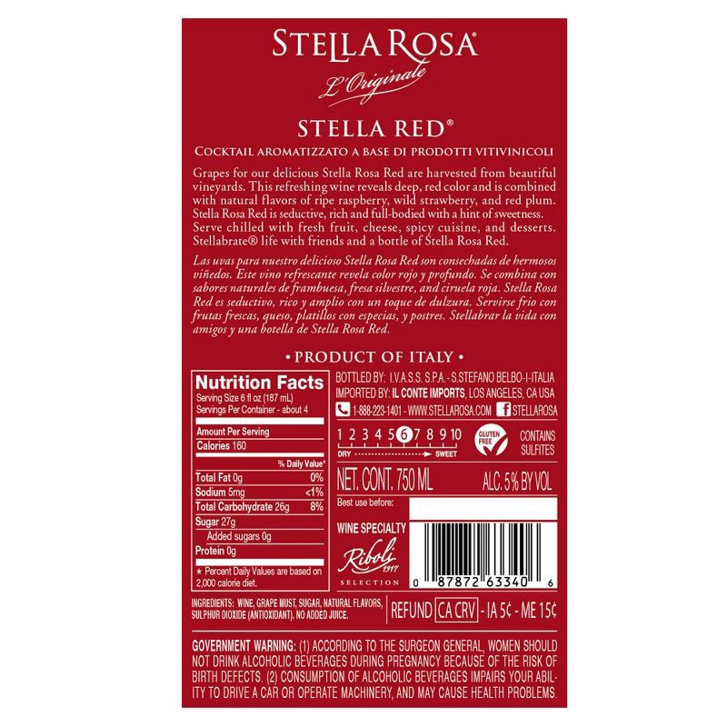 slide 2 of 7, Stella Rosa Red Semi-Sweet Red Wine 750mL, 25.4 fl oz