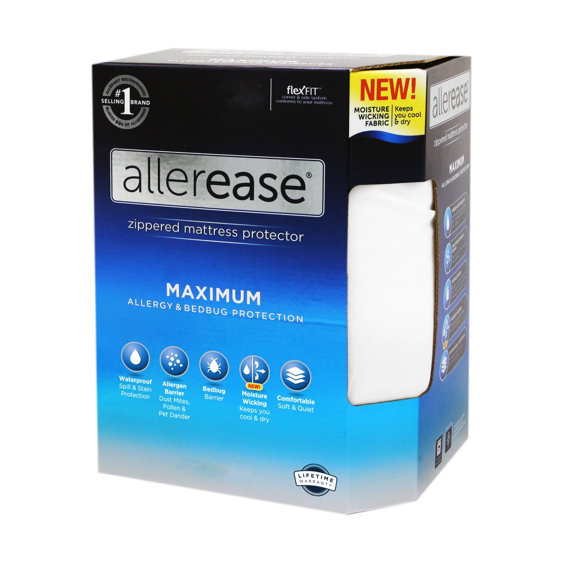 slide 1 of 3, AllerEase Maximum Allergy and Bedbug Waterproof Zippered Mattress Protector, Full, 1 ct