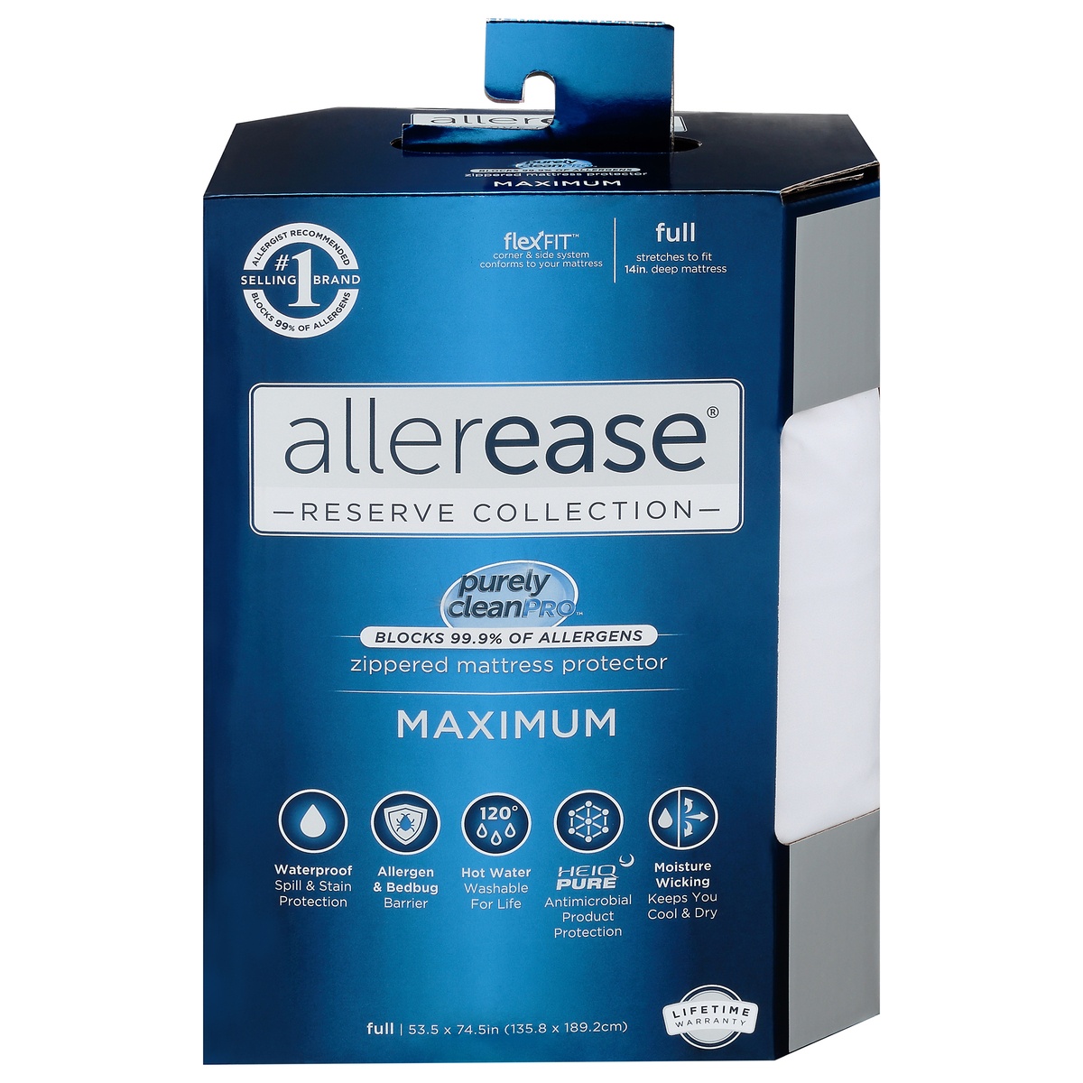 slide 1 of 3, AllerEase Maximum Allergy and Bedbug Waterproof Zippered Mattress Protector, Full, 1 ct