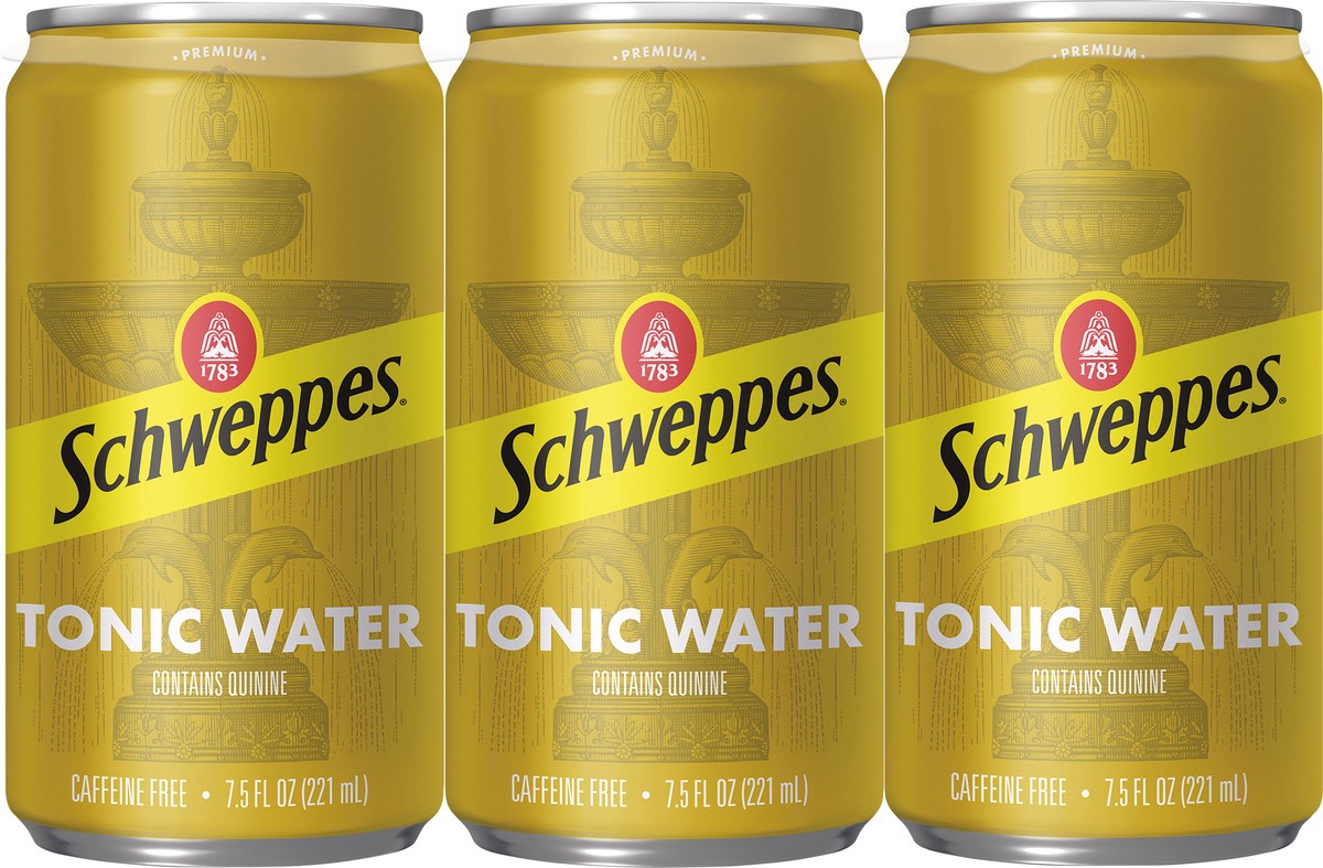 slide 9 of 9, Schweppes Tonic Water, 7.5 fl oz mini cans, 6 pack, 6 ct
