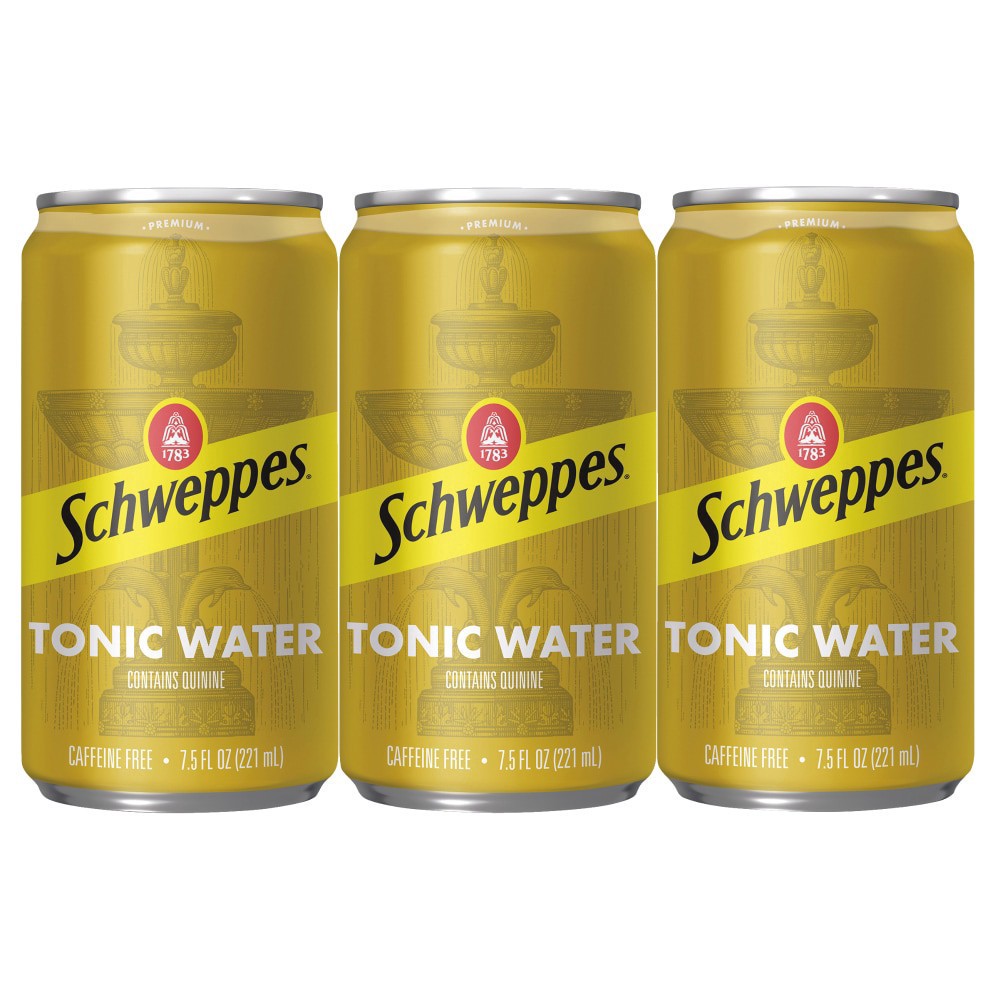 slide 1 of 9, Schweppes Tonic Water, 7.5 fl oz mini cans, 6 pack, 6 ct