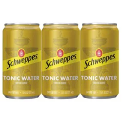 Schweppes Tonic Water, 7.5 fl oz Mini Cans, 6 Pack