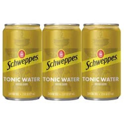 Schweppes Tonic Water, 7.5 fl oz Mini Cans, 6 Pack