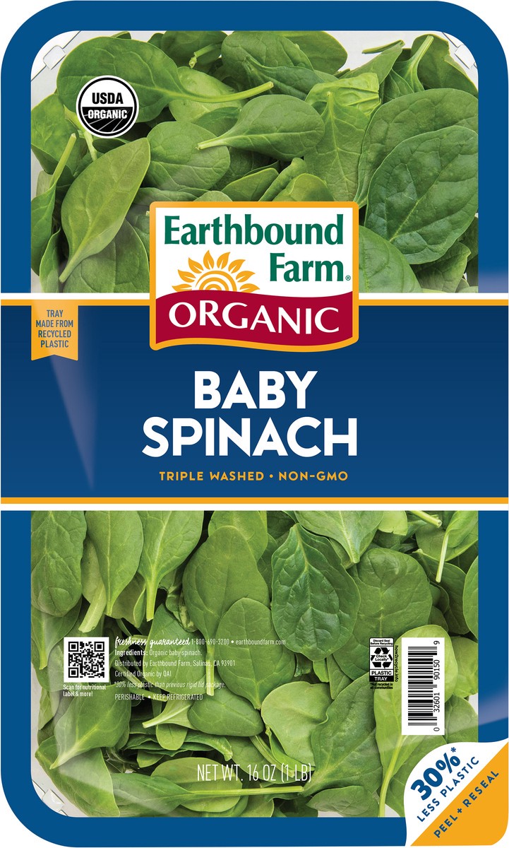 slide 2 of 6, Earthbound Farm Baby Spinach, 16 oz