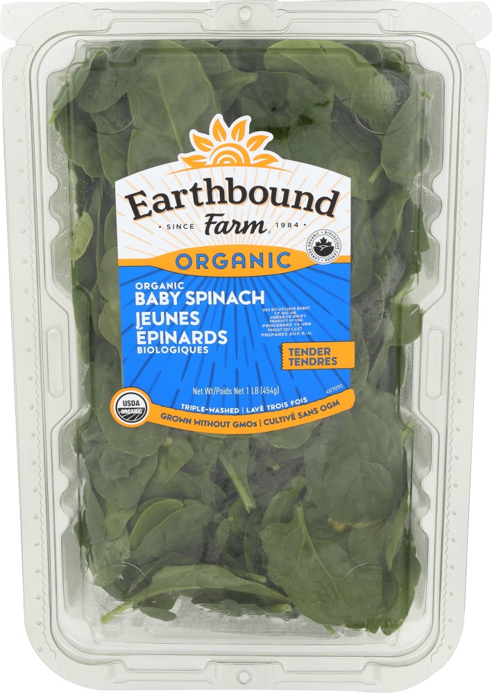 slide 1 of 9, Earthbound Farm Baby Spinach, 1 lb