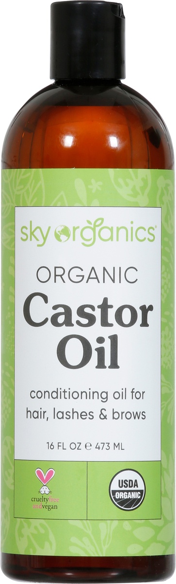 Sky Organics, Organic Castor Oil, Moisturizing Oil for Eyelashes, Hair &  Skin, 16oz