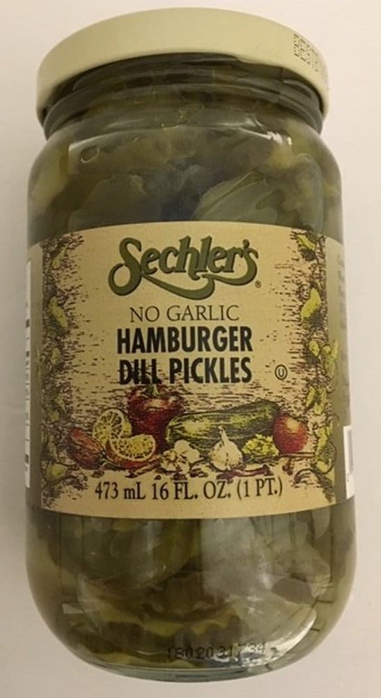 slide 1 of 1, Sechler's Hamburger Dill Pickles, 16 oz