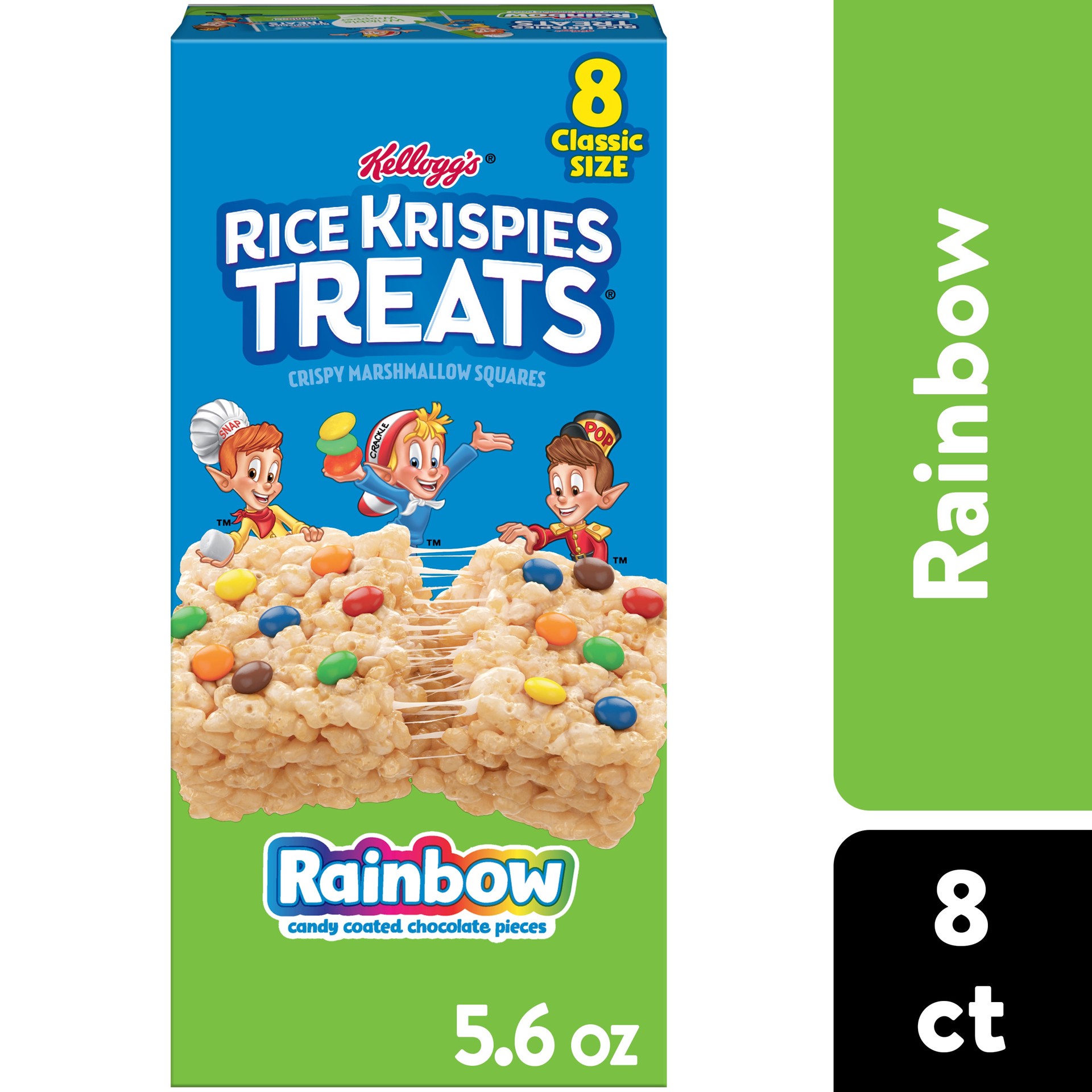 slide 1 of 5, Rice Krispies Treats Marshmallow Snack Bars, Kids Snacks, Lunch Snacks, Rainbow, 5.6oz Box, 8 Bars, 5.6 oz