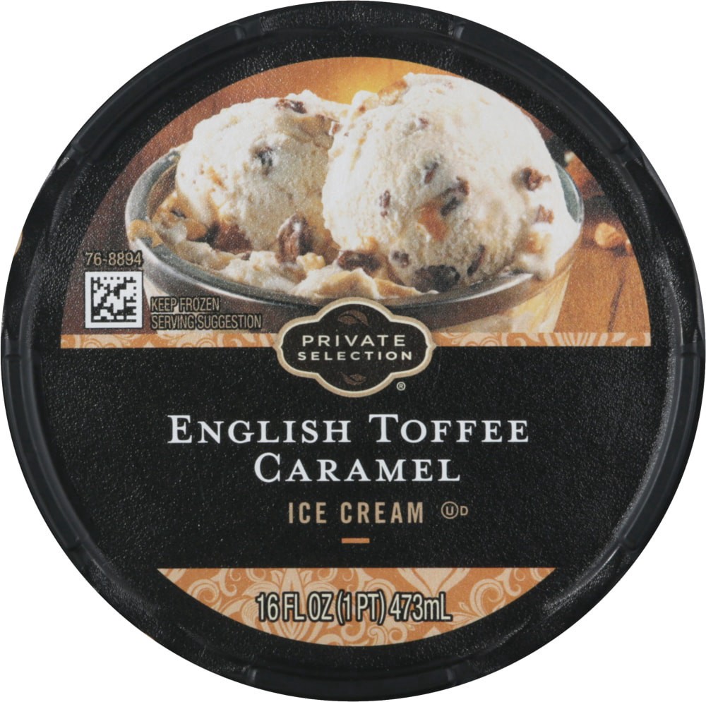 slide 5 of 5, Private Selection English Toffee Caramel Ice Cream, 1 pint