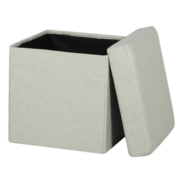 slide 2 of 4, Realspace® Folding Cube Storage Footrest Ottoman Seat, 16""H x 16""W x 16""D, Cream, 1 ct
