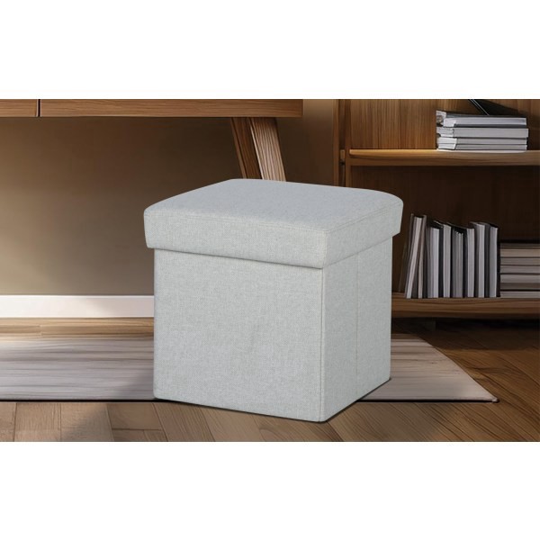 slide 3 of 4, Realspace® Folding Cube Storage Footrest Ottoman Seat, 16""H x 16""W x 16""D, Cream, 1 ct
