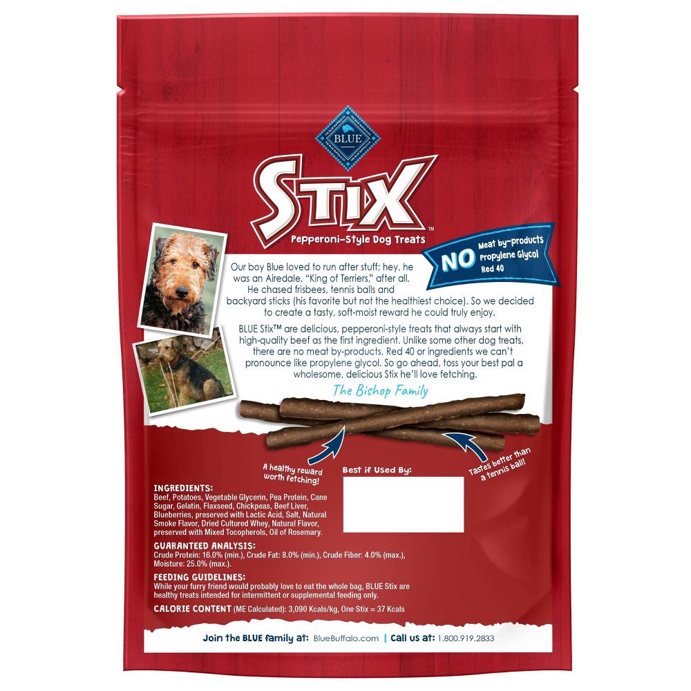 slide 2 of 7, Blue Buffalo Stix Natural Soft-Moist Dog Treats with Beef Recipe - 5oz, 6 oz