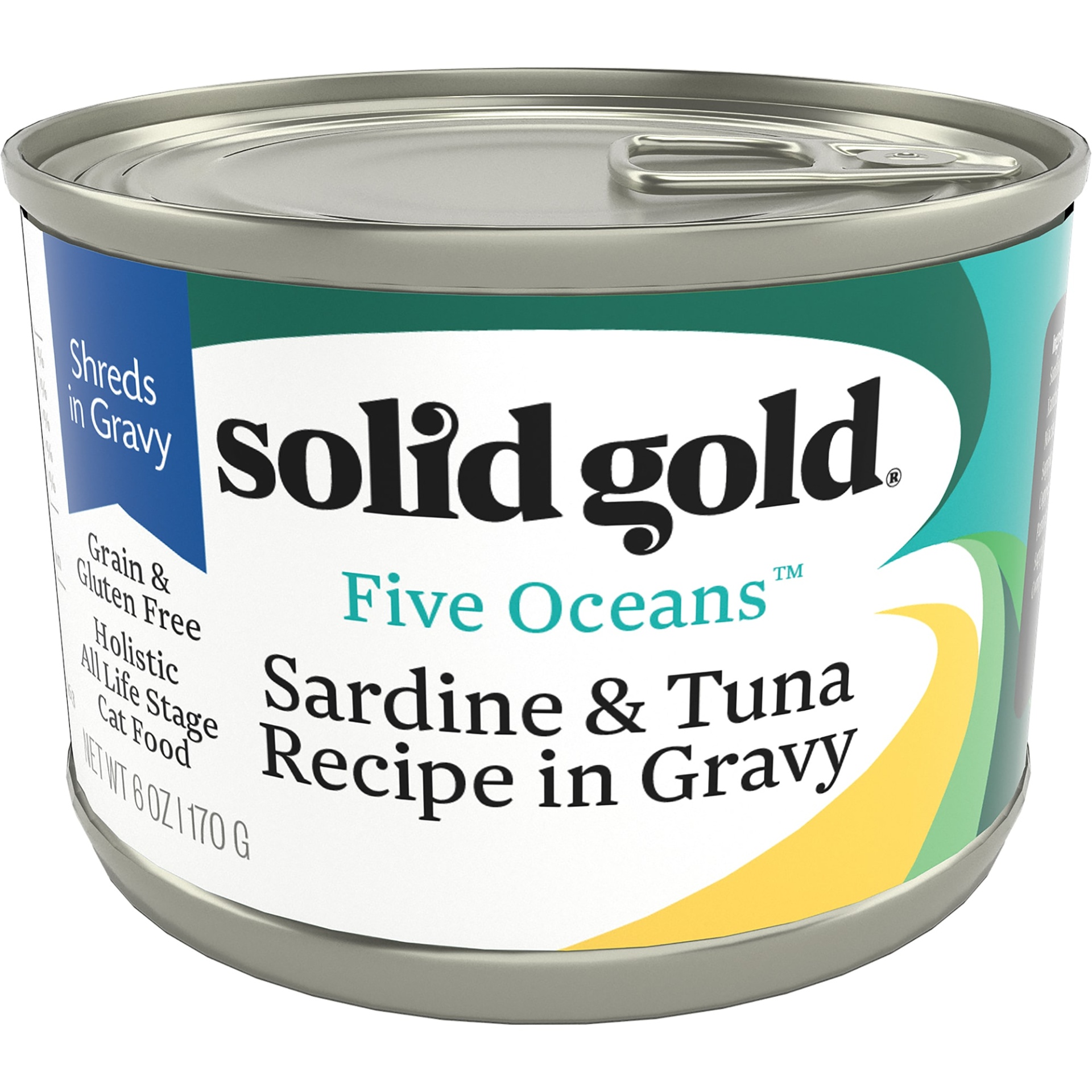 slide 1 of 1, Solid Gold Five Oceans Sardine & Tuna Grain Free Canned Cat Food, 6 oz