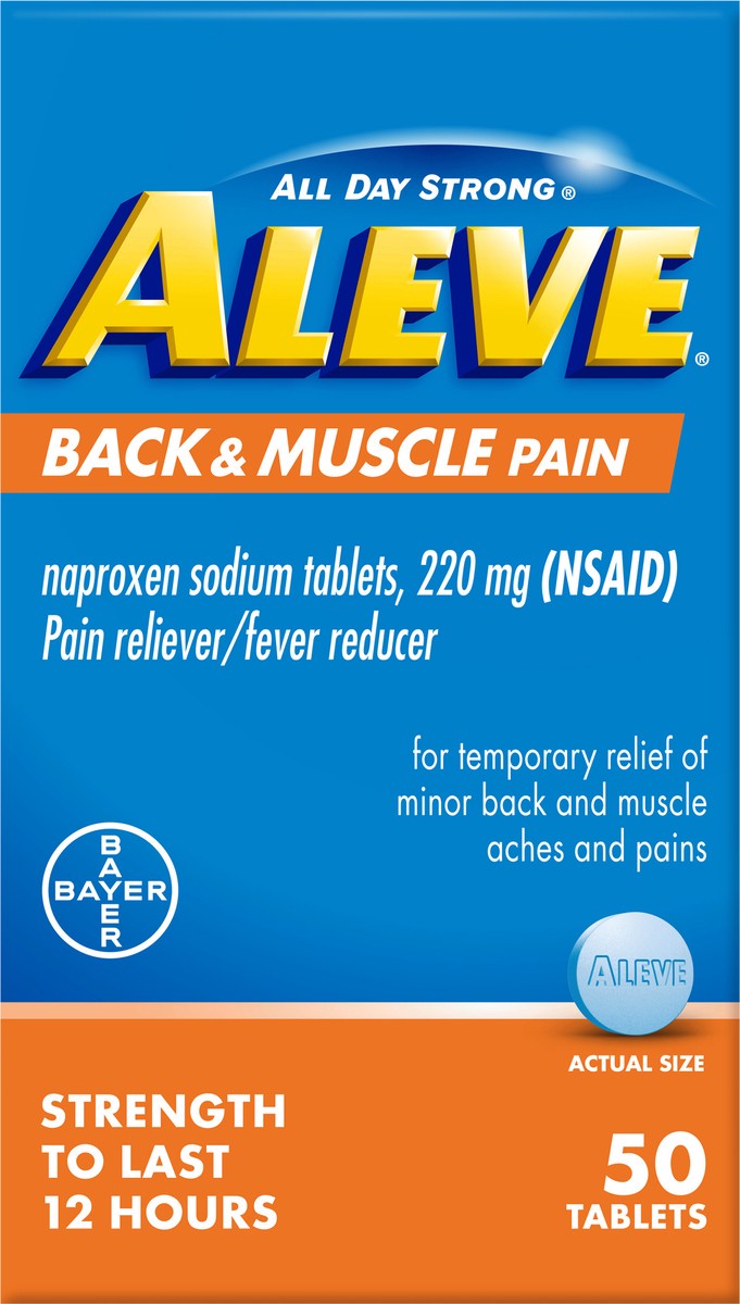 slide 1 of 73, Aleve Back & Muscle Pain Relief Naproxen Sodium Tablets, 50 ct