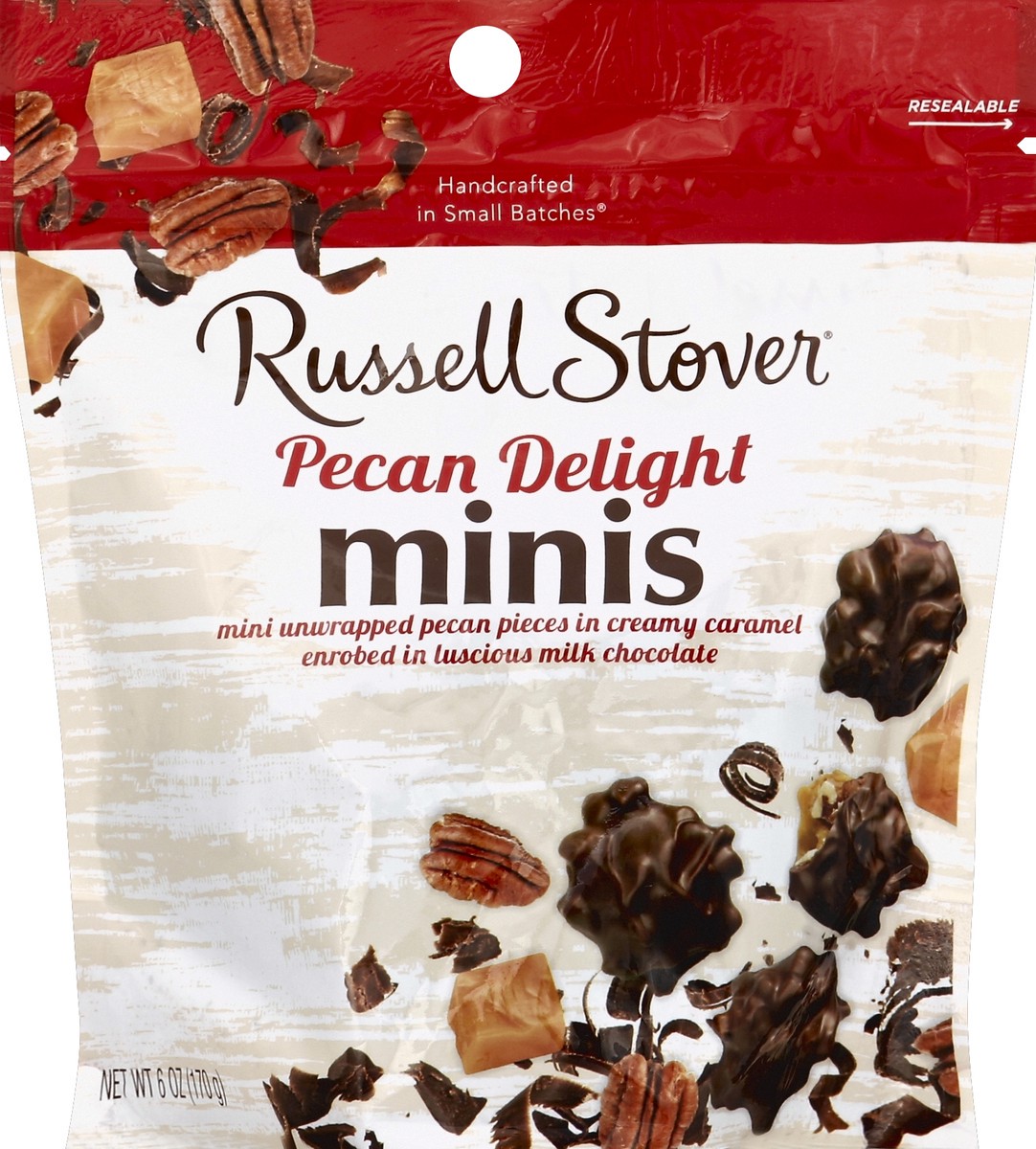 slide 2 of 2, Russell Stover Pecan Delight, Milk Chocolate, Minis, 6 oz