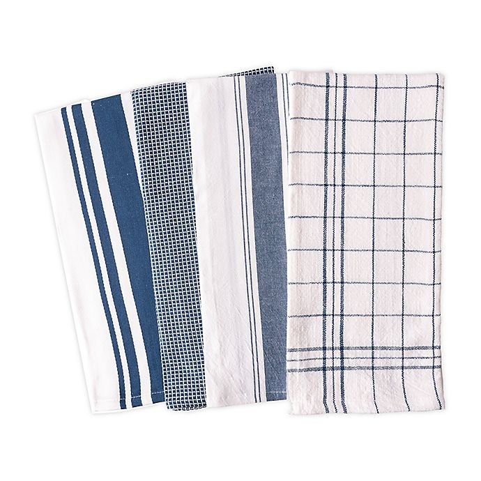 slide 1 of 11, Artisanal Kitchen Supply Flat Kitchen Towels - Navy, 4 ct