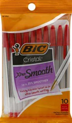 BiC Cristal Red Ink Xtra Smooth Medium Ball Pens 10 ea