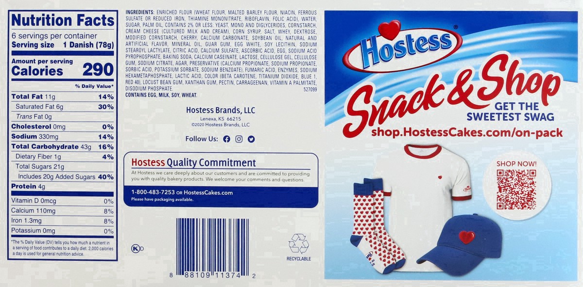 slide 29 of 38, HOSTESS Cherry Cheese Round Danish, 6 Count , 16.50 oz, 16.5 oz