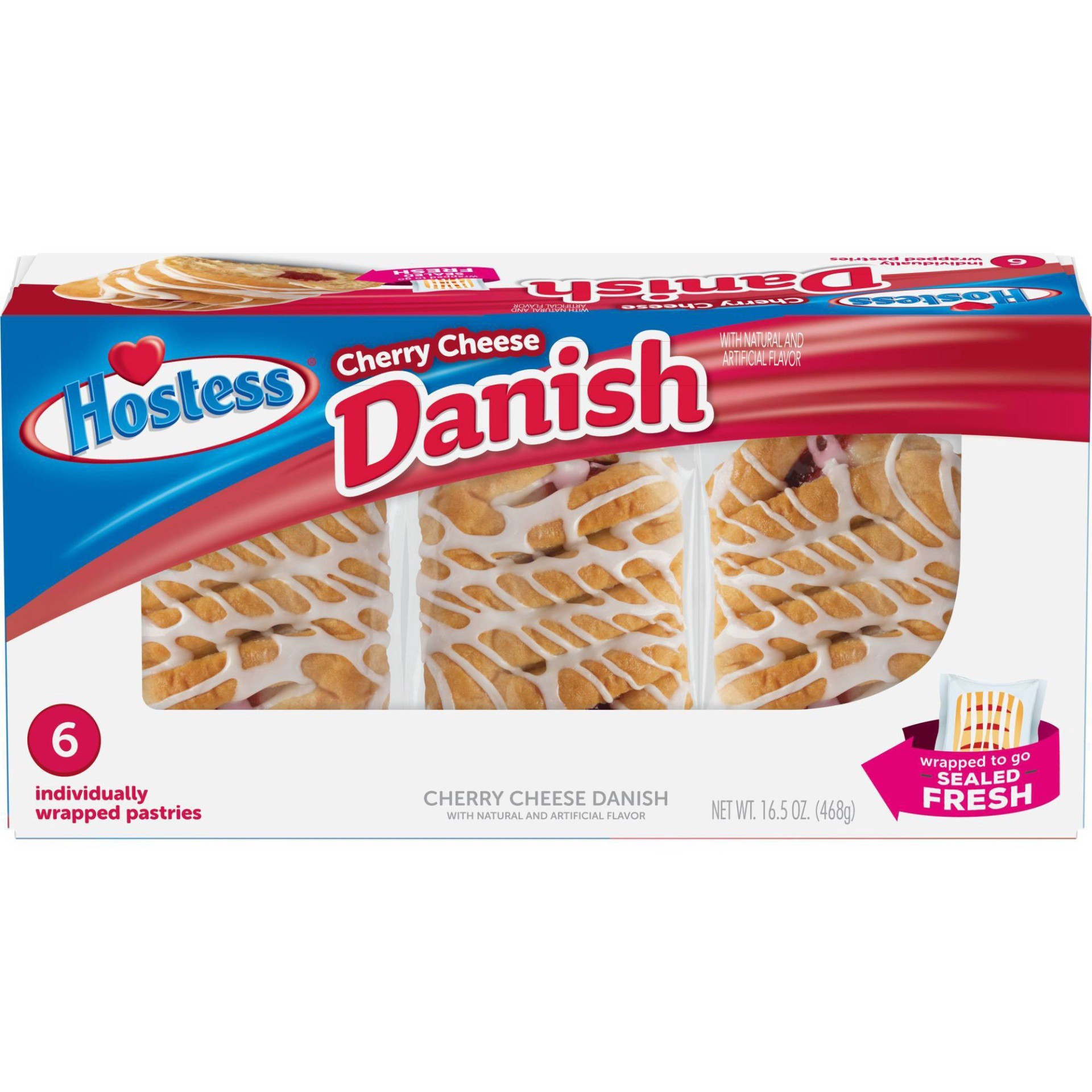 slide 1 of 38, HOSTESS Cherry Cheese Round Danish, 6 Count , 16.50 oz, 16.5 oz