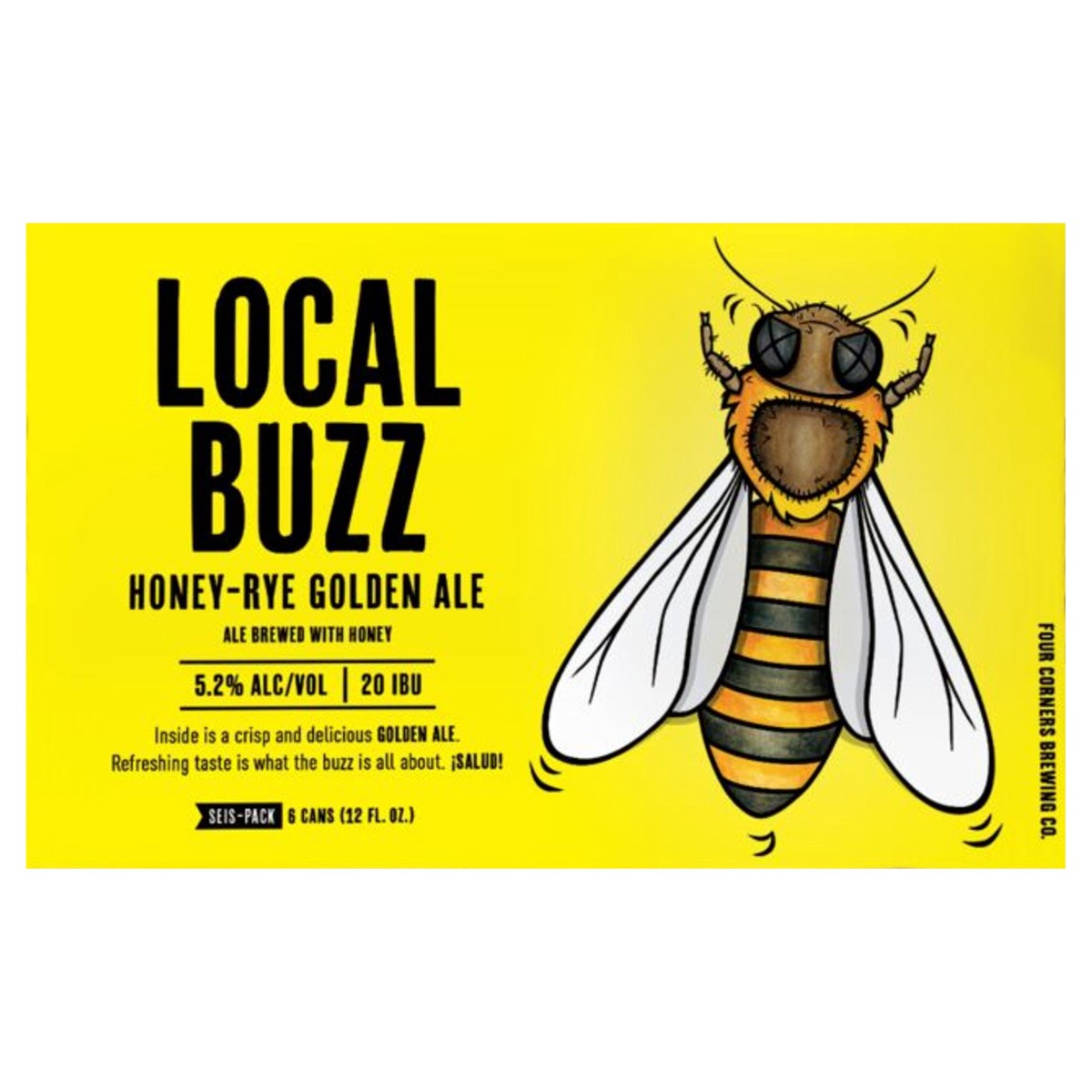 slide 1 of 6, Four Corners Brewing Co. Four Corners Local Buzz Golden Ale Craft Beer, 6 pk 12 fl oz Cans, 5.0% ABV, 6 ct
