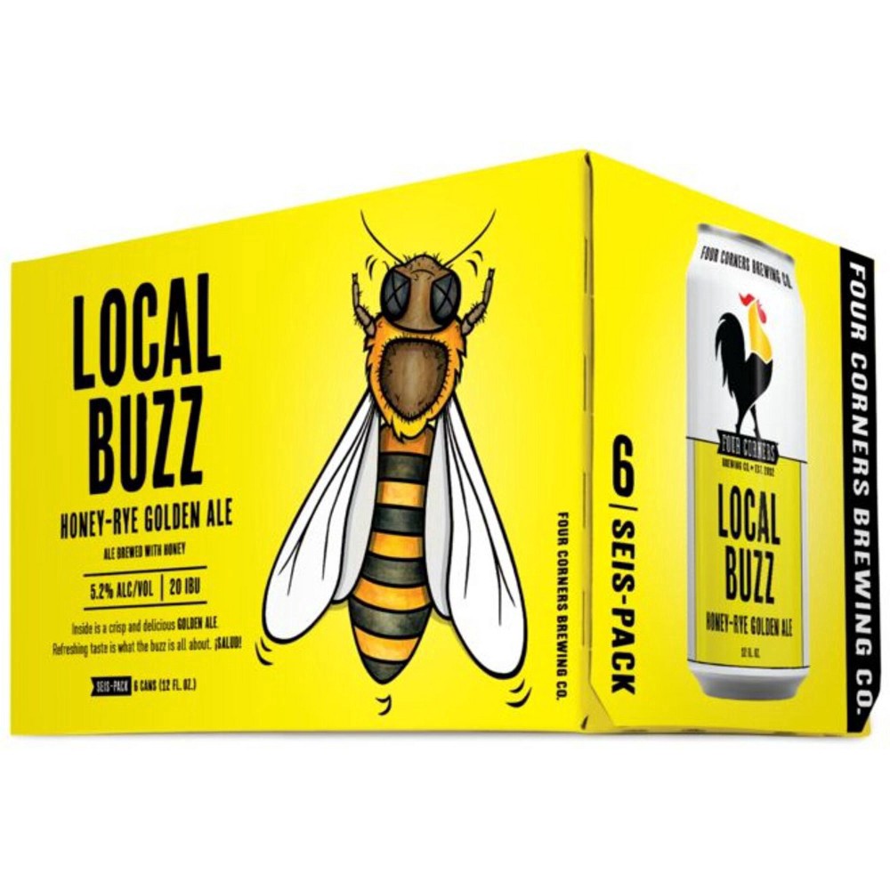 slide 3 of 6, Four Corners Brewing Co. Four Corners Local Buzz Golden Ale Craft Beer, 6 pk 12 fl oz Cans, 5.0% ABV, 6 ct