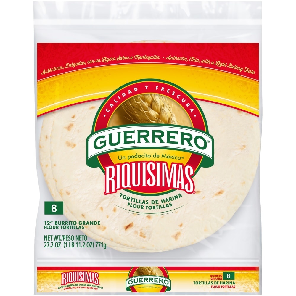 slide 1 of 1, Guerrero Burrito Grande Flour Tortillas, 8 ct