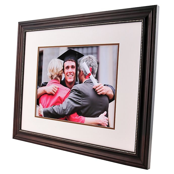 slide 2 of 3, PhotoGuard Portrait Frame with Double Mat - Brown/Silver Bead, 11 in x 14 in