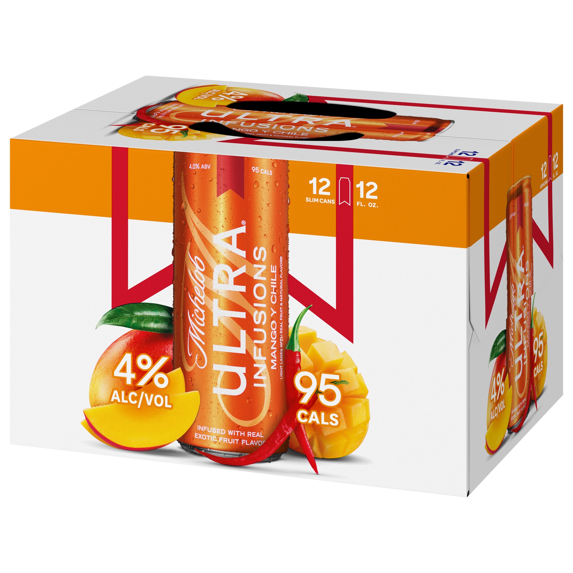 slide 3 of 3, Michelob ULTRA Infusions Mango Y Chile Light Beer, 12 Pack Beer, 12 FL OZ Cans, 12 ct; 12 oz