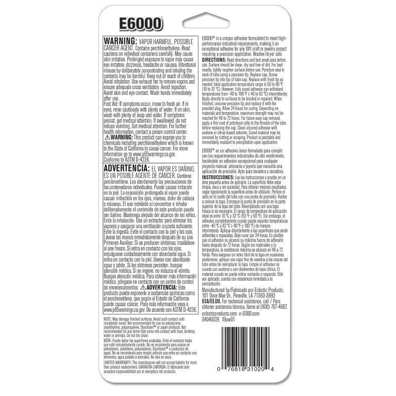 slide 3 of 5, E6000 Clear Adhesive With Precision Tips, 1 oz