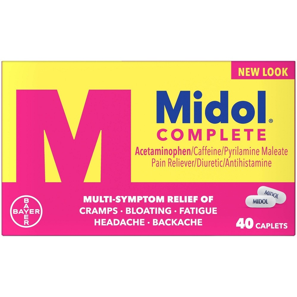 slide 2 of 6, Midol Menstrual Symptom Relief Tablets Acetaminophen, 40 ct