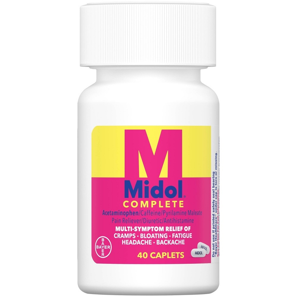 slide 3 of 6, Midol Menstrual Symptom Relief Tablets Acetaminophen, 40 ct